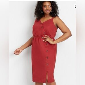 Maurices Red Button-Front Midi Dress